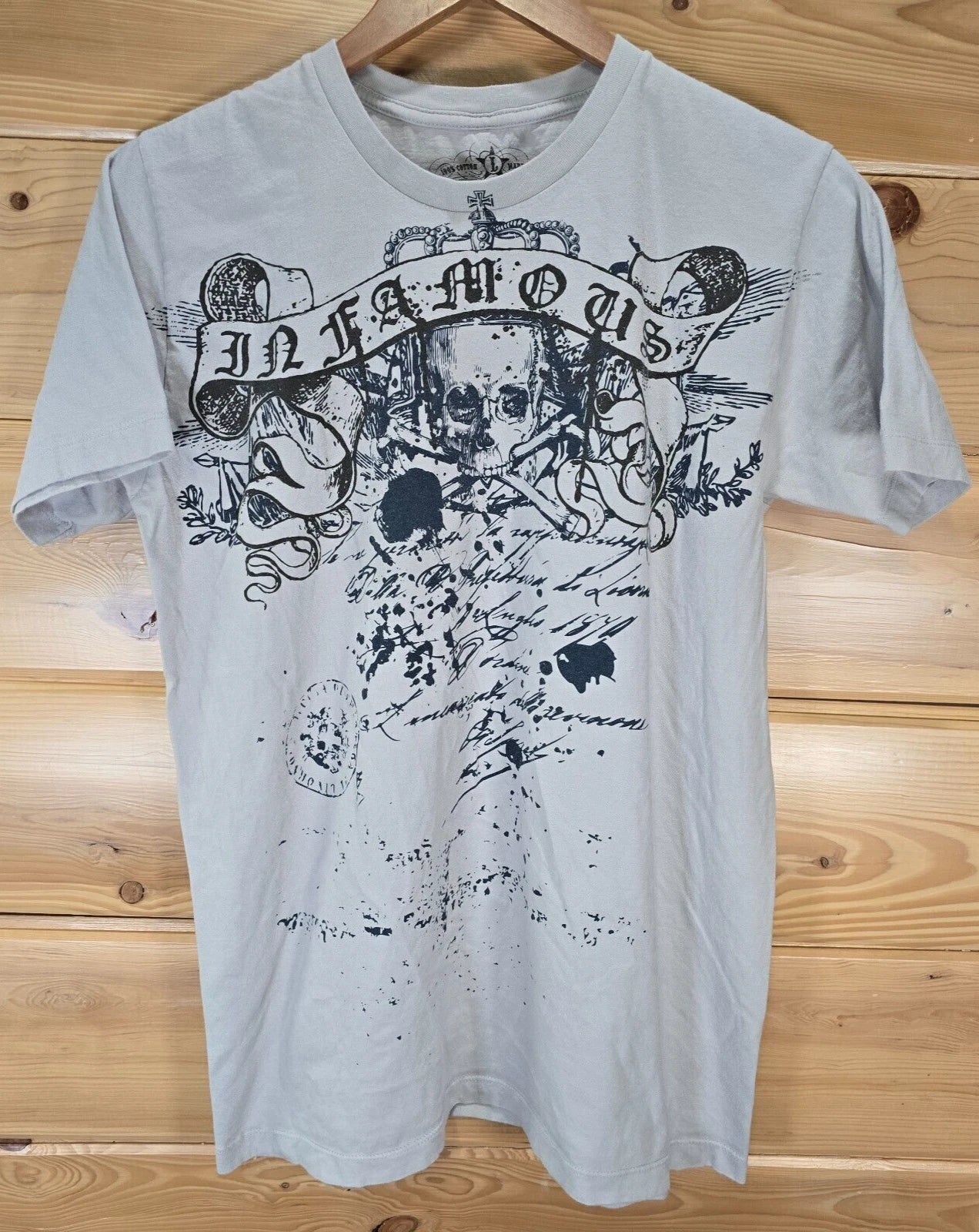Infamous Y2K Affliction Skull Graphic T Shirt Men Large Grunge Cyber Goth Unisex T-shirt, Sweatshirt, Hoodie, Long Sleeve Tee - T-Shirt, Sweatshirt, Hoodie