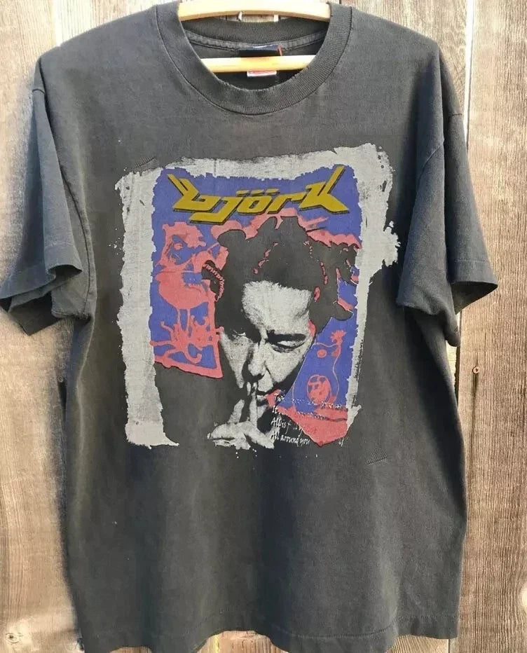 Bjork Singer Art Charcoal Cotton T Shirt Full Size Unisex T-shirt, Sweatshirt, Hoodie, Long Sleeve Tee - T-Shirt, Sweatshirt, Hoodie