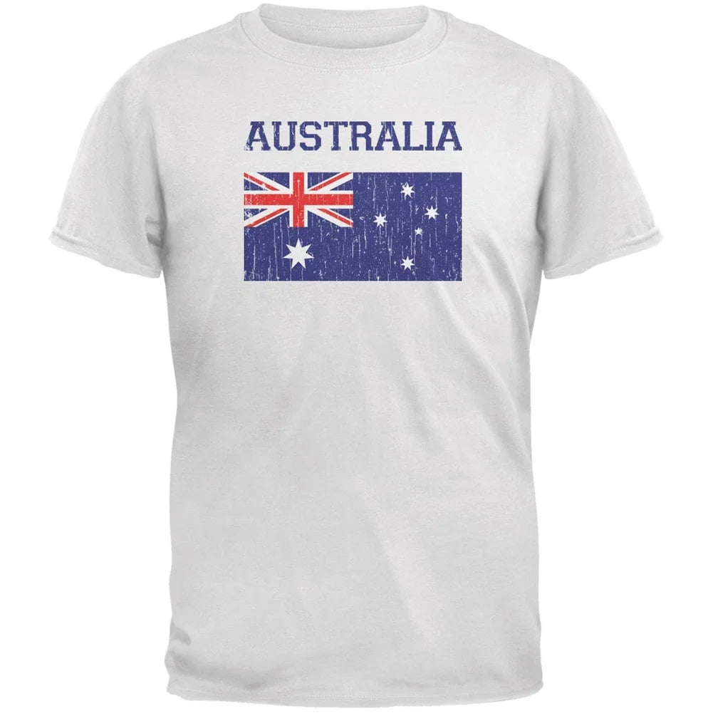 World Cup Distressed Flag Australia White Adult T-Shirt Unisex T-shirt, Sweatshirt, Hoodie, Long Sleeve Tee - T-Shirt, Sweatshirt, Hoodie