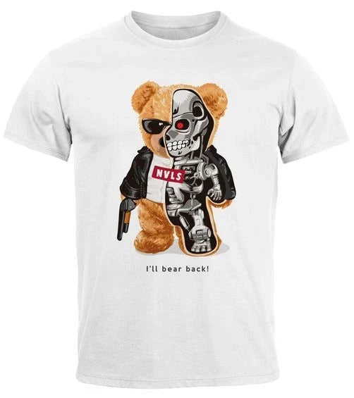Mens T-Shirt Print Teddy Bear I'll bear back Meme Parody Saying Techwear Unisex T-shirt, Sweatshirt, Hoodie, Long Sleeve Tee - T-Shirt, Sweatshirt, Hoodie
