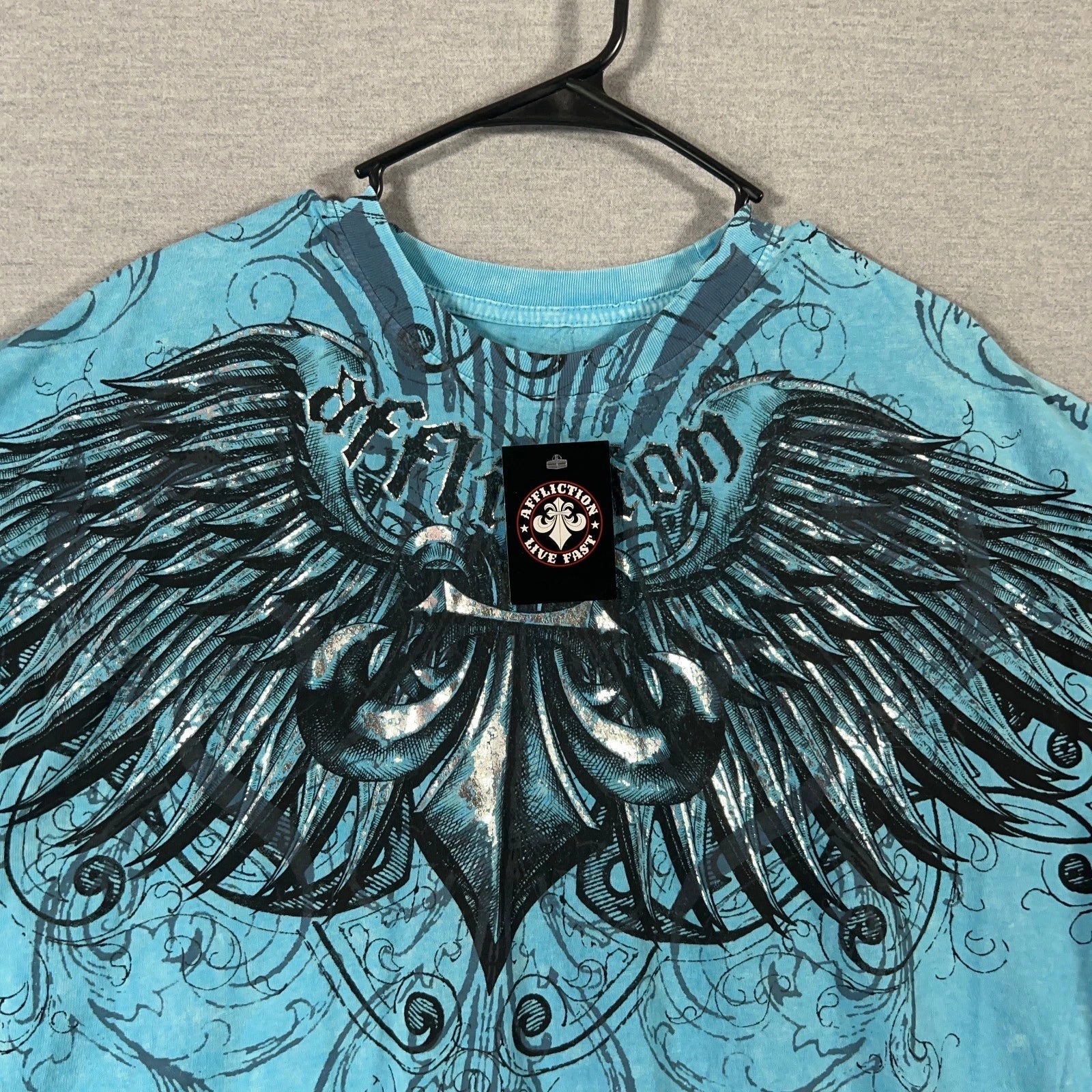 Affliction Shirt Mens 3XL XXXL Blue Wings Y2K Style Grunge Goth Graphics NEW Unisex T-shirt, Sweatshirt, Hoodie, Long Sleeve Tee - T-Shirt, Sweatshirt, Hoodie