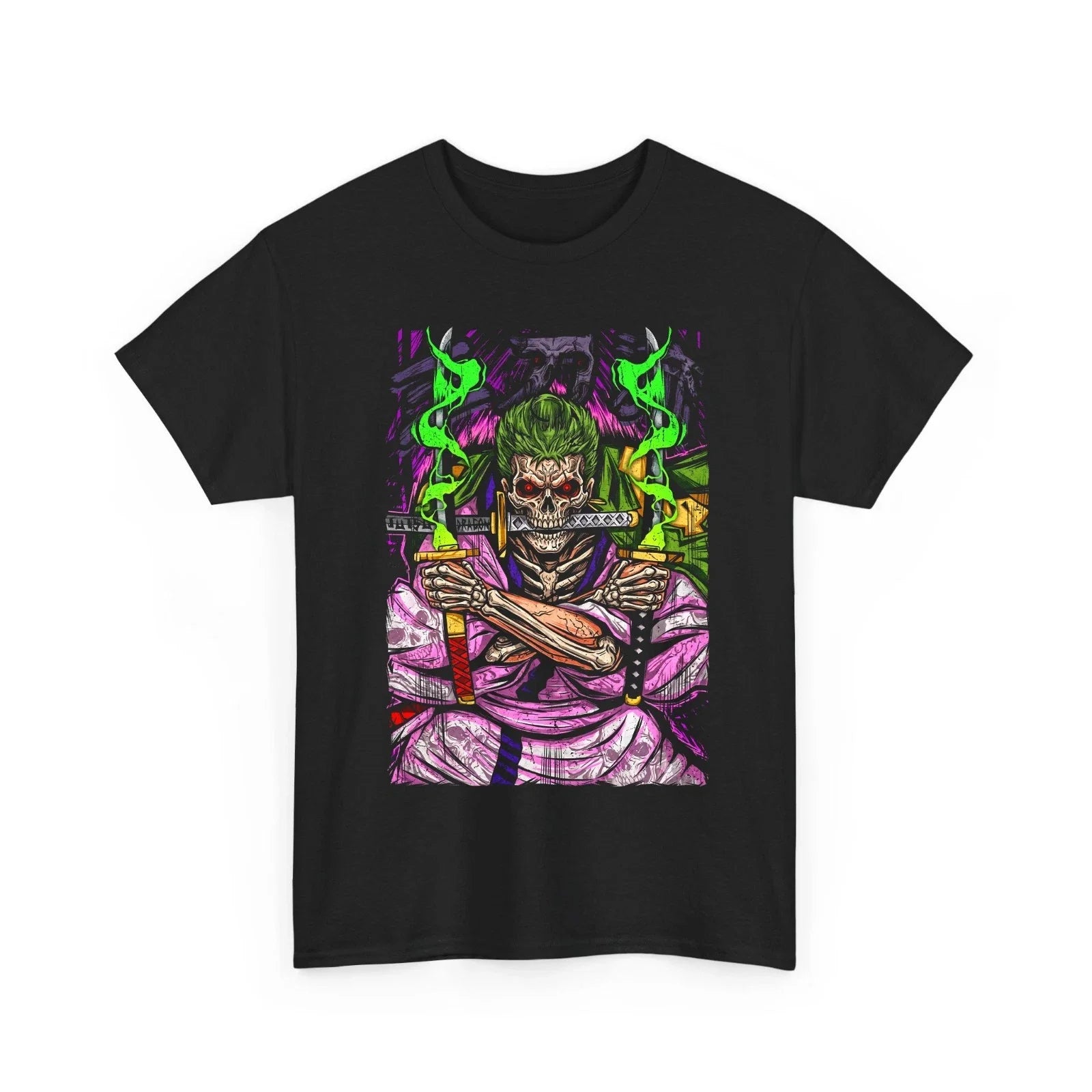 Undead Samurai Swordsman Skull Anime Style Edgy Graphic Men's Black T-Shirt Unisex T-shirt, Sweatshirt, Hoodie, Long Sleeve Tee - T-Shirt, Sweatshirt, Hoodie