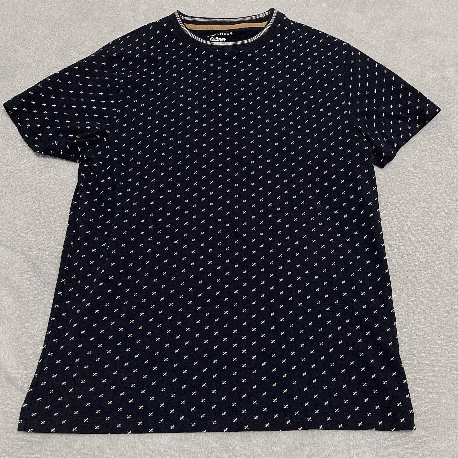 Craft Flow Shirt Mens Medium Blue Navy Birdseye Print Modern Geometric Knitwear Unisex T-shirt, Sweatshirt, Hoodie, Long Sleeve Tee - T-Shirt, Sweatshirt, Hoodie