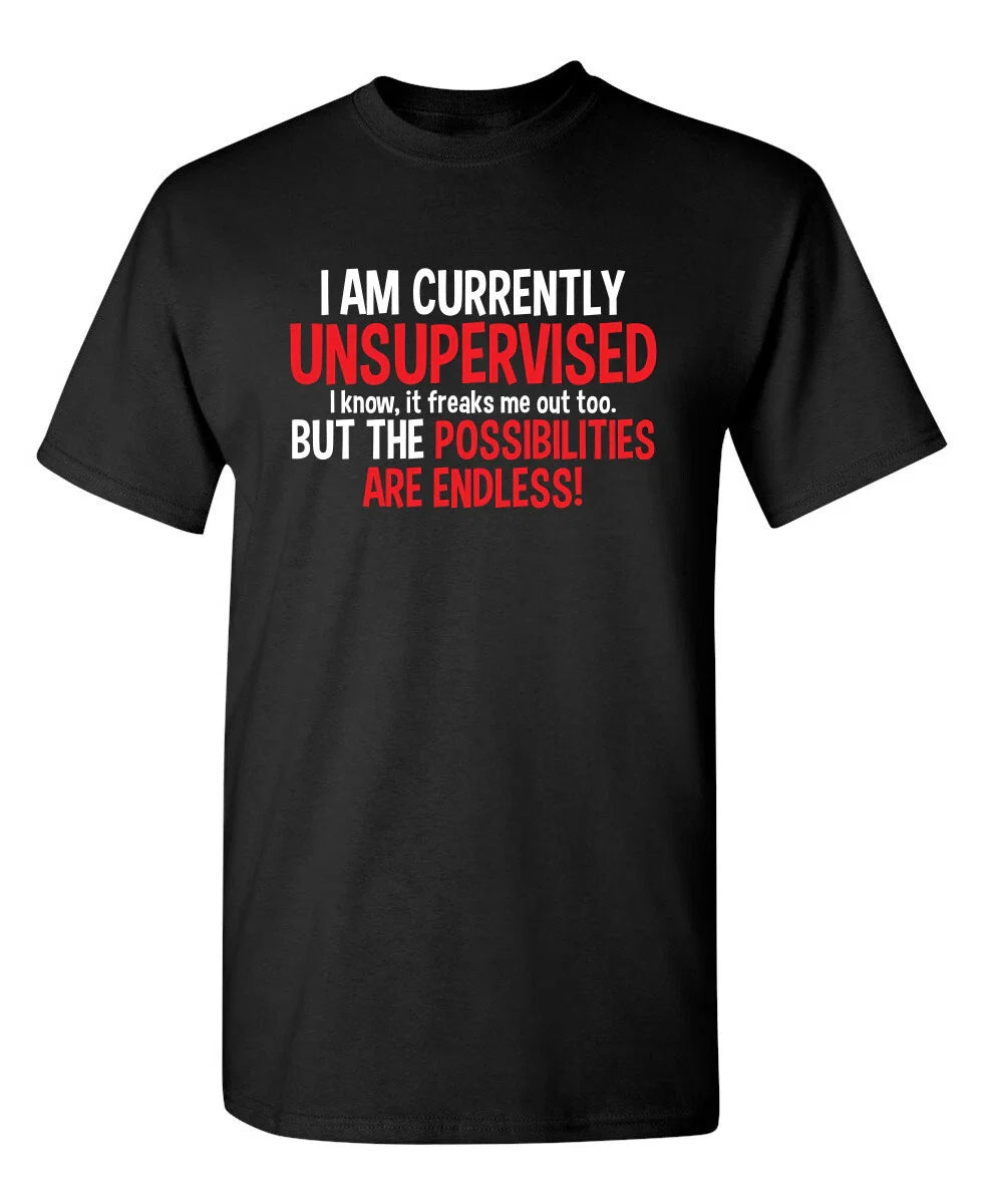 Funny T Shirt I Am Currently Unsupervised Sarcastic Humor Graphic Novelty Unisex T-shirt, Sweatshirt, Hoodie, Long Sleeve Tee - T-Shirt, Sweatshirt, Hoodie