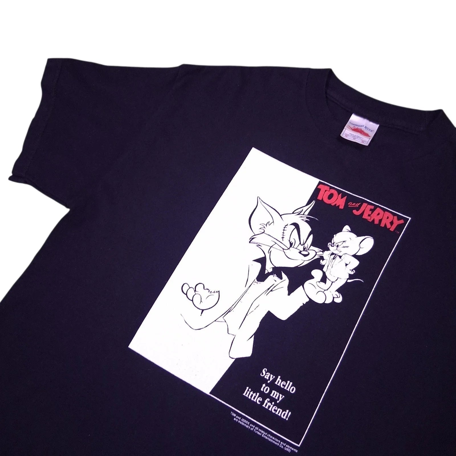 Vintage Y2K Tom and Jerry Scarface Cartoon T Shirt Mens Sz M Black Hanna Barbera Unisex T-shirt, Sweatshirt, Hoodie, Long Sleeve Tee - T-Shirt, Sweatshirt, Hoodie