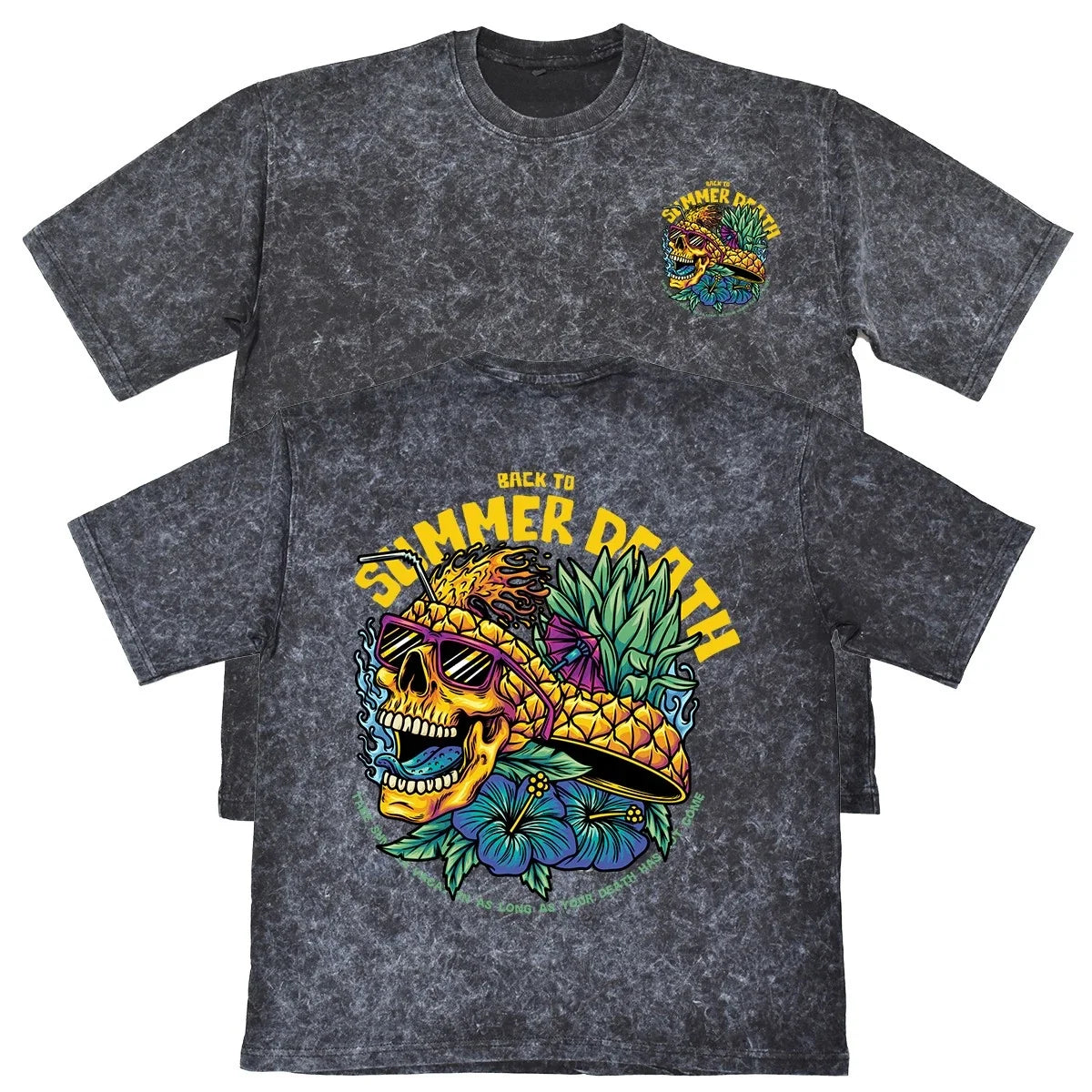 Back To Summer Death Unisex Mens Carbon Grey 240gsm French Terry T-Shirt Skull Unisex T-shirt, Sweatshirt, Hoodie, Long Sleeve Tee - T-Shirt, Sweatshirt, Hoodie