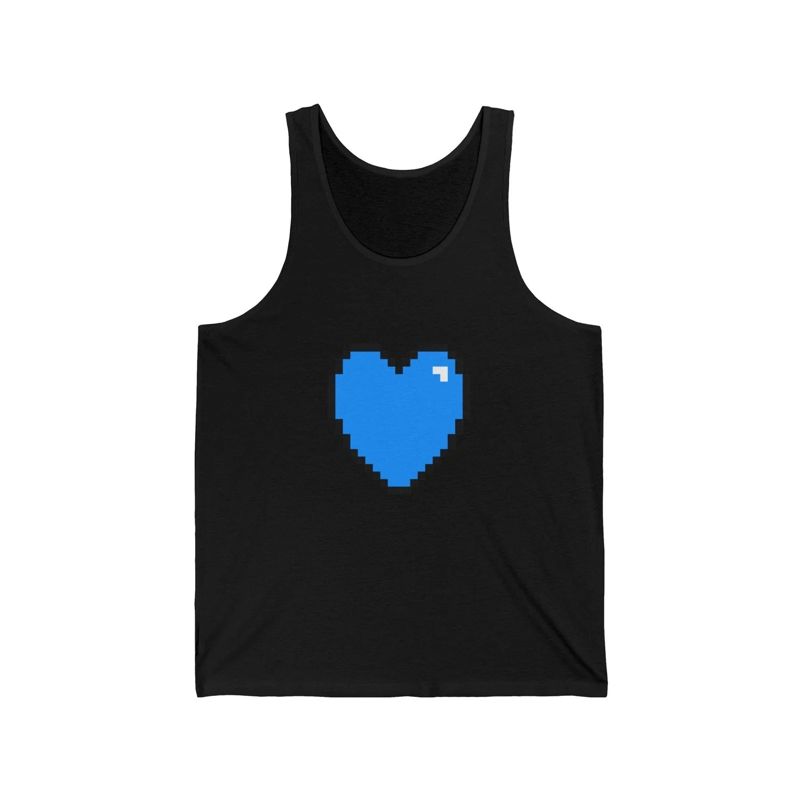 Unisex Jersey Tank Cute 8-Bit Retro Pixel Art Blue Gamer Heart Design Unisex T-shirt, Sweatshirt, Hoodie, Long Sleeve Tee - T-Shirt, Sweatshirt, Hoodie