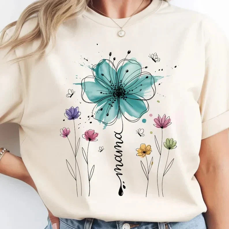 Boho Flower Design Motherhood PNG Floral Aesthetic Retro Shirt Unisex T-shirt, Sweatshirt, Hoodie, Long Sleeve Tee - T-Shirt, Sweatshirt, Hoodie