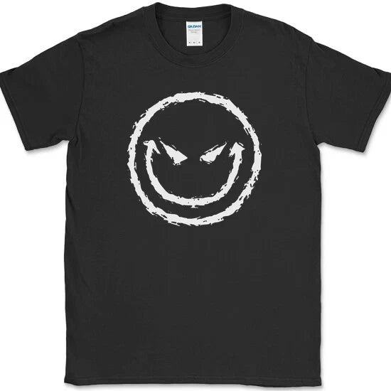 Evil Smiley Face T-Shirt Funny Rebel Biker Humor Sarcastic DJ Club Tee Unisex T-shirt, Sweatshirt, Hoodie, Long Sleeve Tee - T-Shirt, Sweatshirt, Hoodie