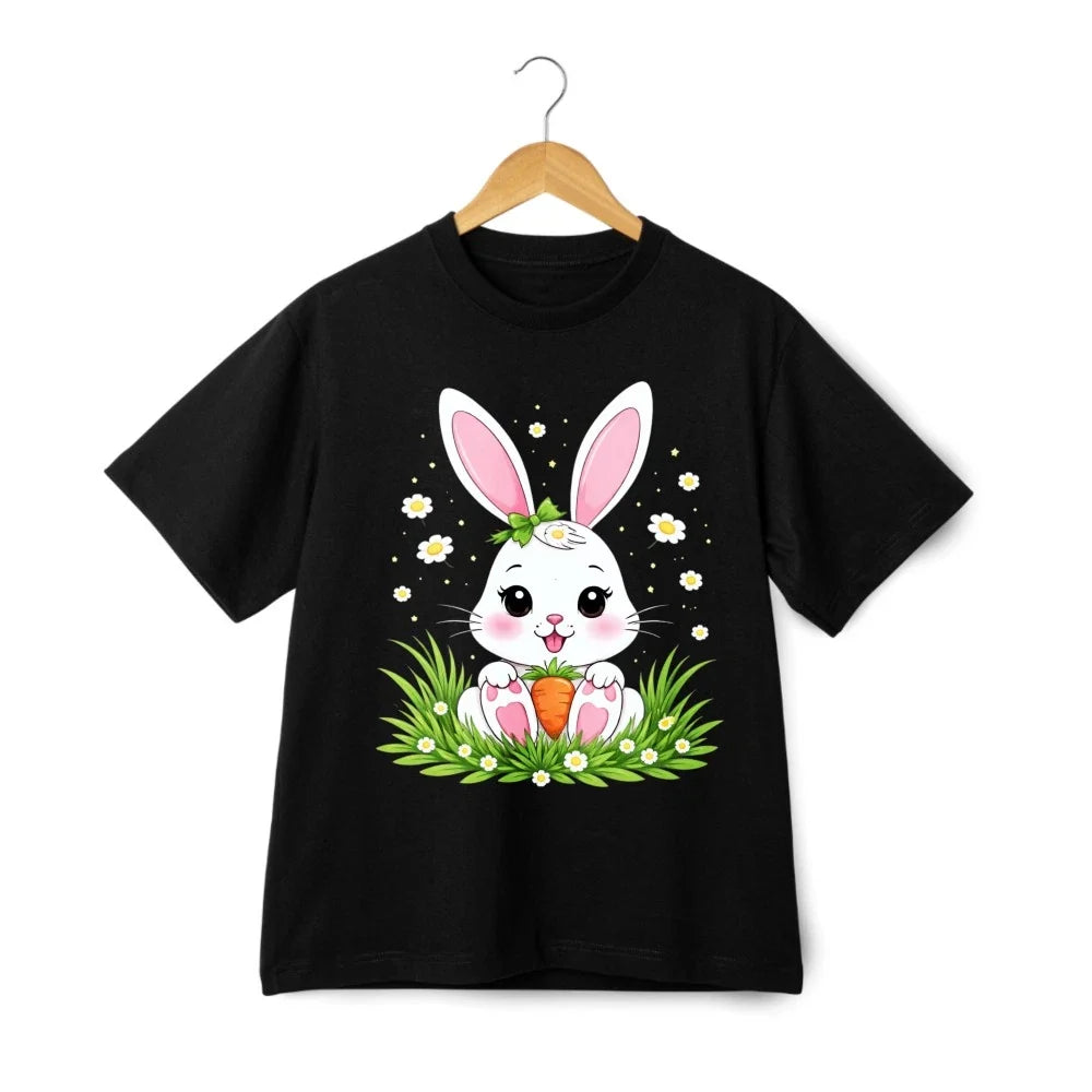 Easter Rabbit & Carrot Print T-Shirt | Cute Animal Lover Casual Shirt Unisex Unisex T-shirt, Sweatshirt, Hoodie, Long Sleeve Tee - T-Shirt, Sweatshirt, Hoodie