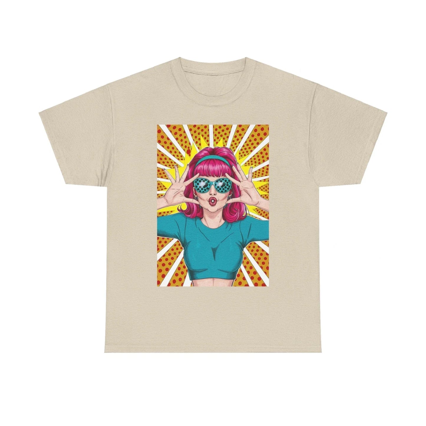 Sexy Retro PopArt Girl Vibrant Colors Unisex heavy cotton Tshirt Unisex T-shirt, Sweatshirt, Hoodie, Long Sleeve Tee - T-Shirt, Sweatshirt, Hoodie