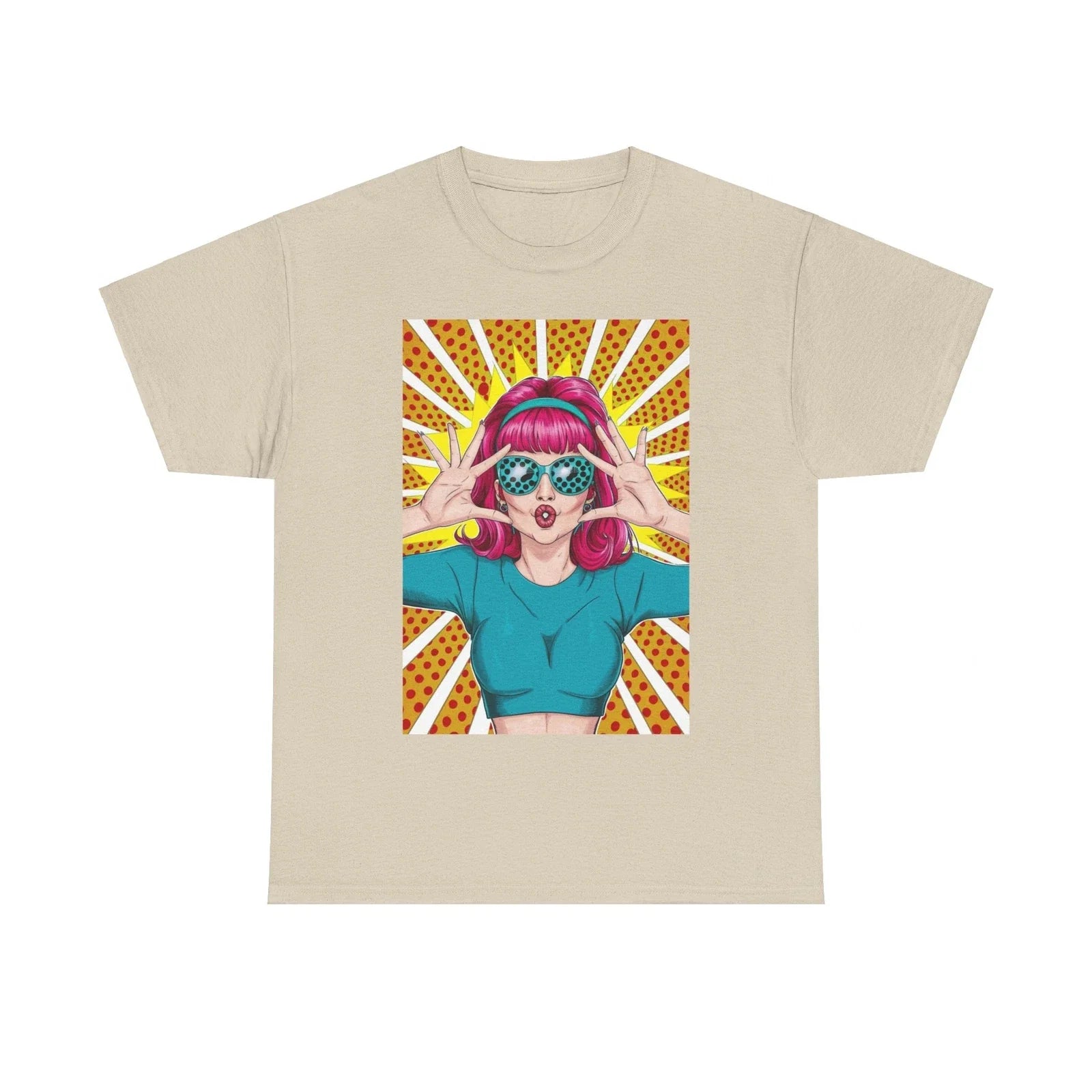 Sexy Retro PopArt Girl Vibrant Colors Unisex heavy cotton Tshirt Unisex T-shirt, Sweatshirt, Hoodie, Long Sleeve Tee - T-Shirt, Sweatshirt, Hoodie