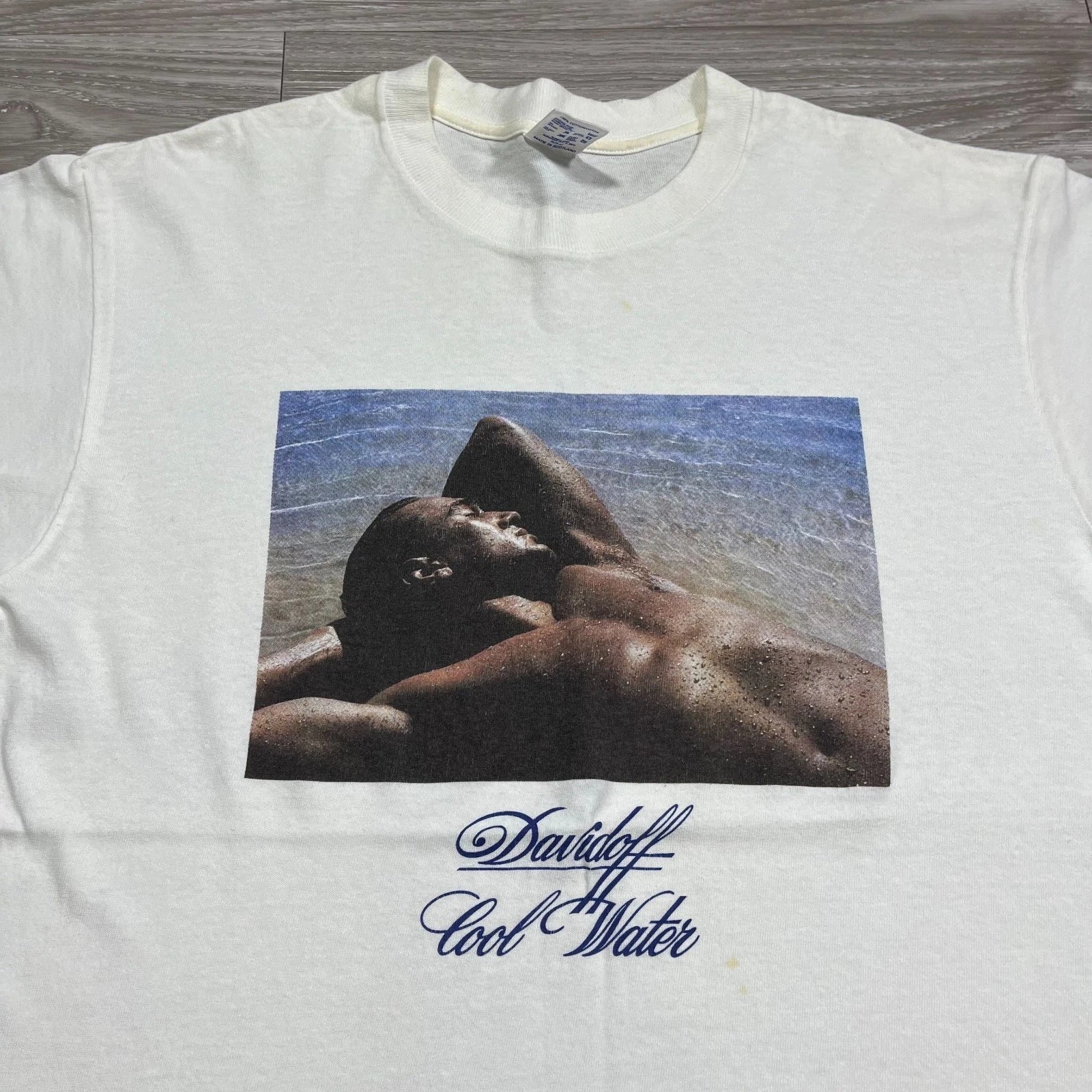 Vintage 90s Davidoff Cool Water Cologne Promo T-Shirt White XL Unisex T-shirt, Sweatshirt, Hoodie, Long Sleeve Tee - T-Shirt, Sweatshirt, Hoodie