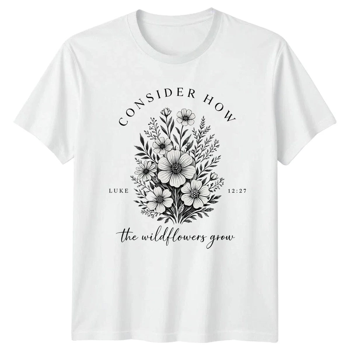 Consider How The Wildflowers Grow T-Shirt Christian Faith Gift For Him And Her Unisex T-shirt, Sweatshirt, Hoodie, Long Sleeve Tee - T-Shirt, Sweatshirt, Hoodie