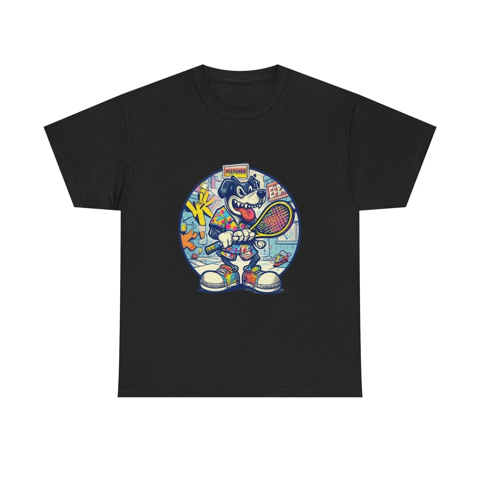 Retro Tennis Dog Graphic Tee Vintage Streetwear Sports Lover Shirt Kawaii Gift Unisex T-shirt, Sweatshirt, Hoodie, Long Sleeve Tee - T-Shirt, Sweatshirt, Hoodie