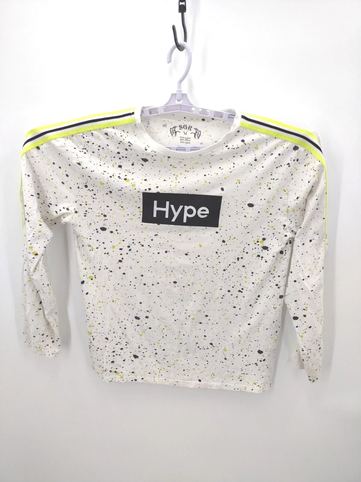 Hype Shirt Mens Medium White Long SLeeve Tee Paint Splatter Speckled Streetwear Unisex T-shirt, Sweatshirt, Hoodie, Long Sleeve Tee - T-Shirt, Sweatshirt, Hoodie