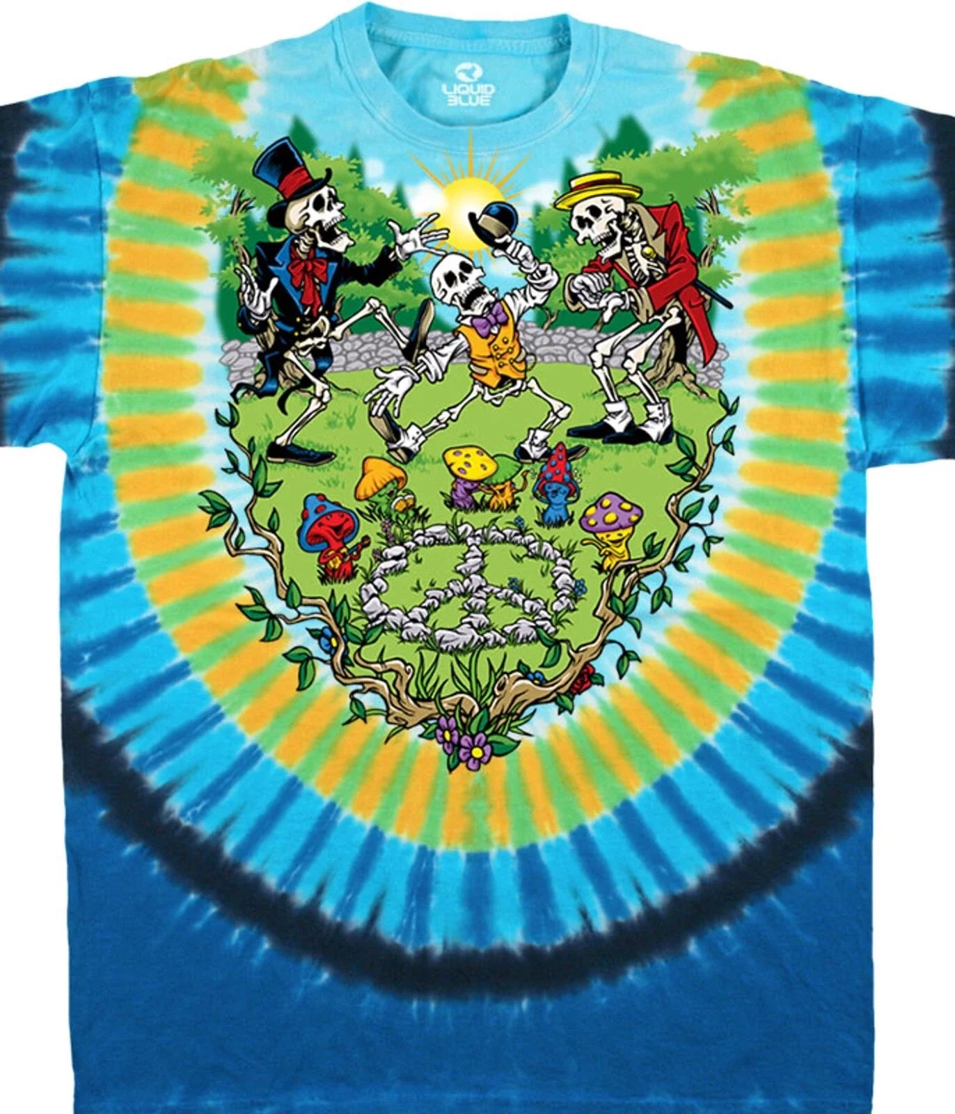 GRATEFUL SHROOMIN'-PEACE-SKELETON-2 SIDED TIE DYE T-SHIRT M-L-XL-2X Phish Unisex T-shirt, Sweatshirt, Hoodie, Long Sleeve Tee - T-Shirt, Sweatshirt, Hoodie