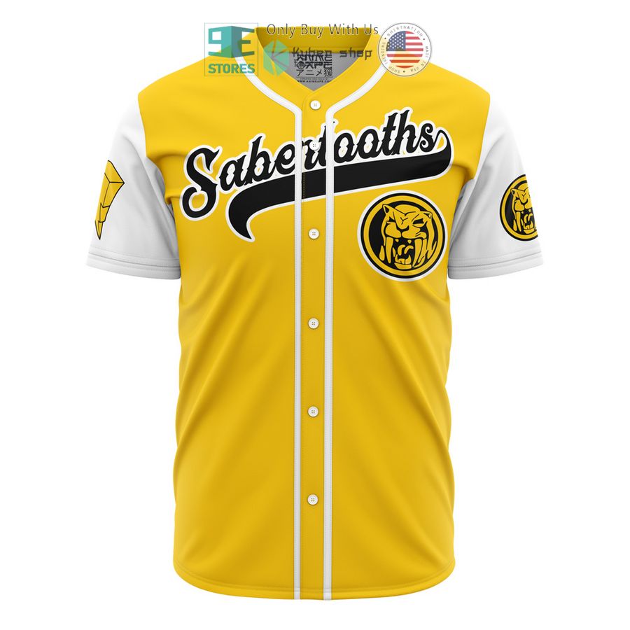 BEST Sabertooths Yellow Power Rangers Baseball Jersey baseball jersey product view 1