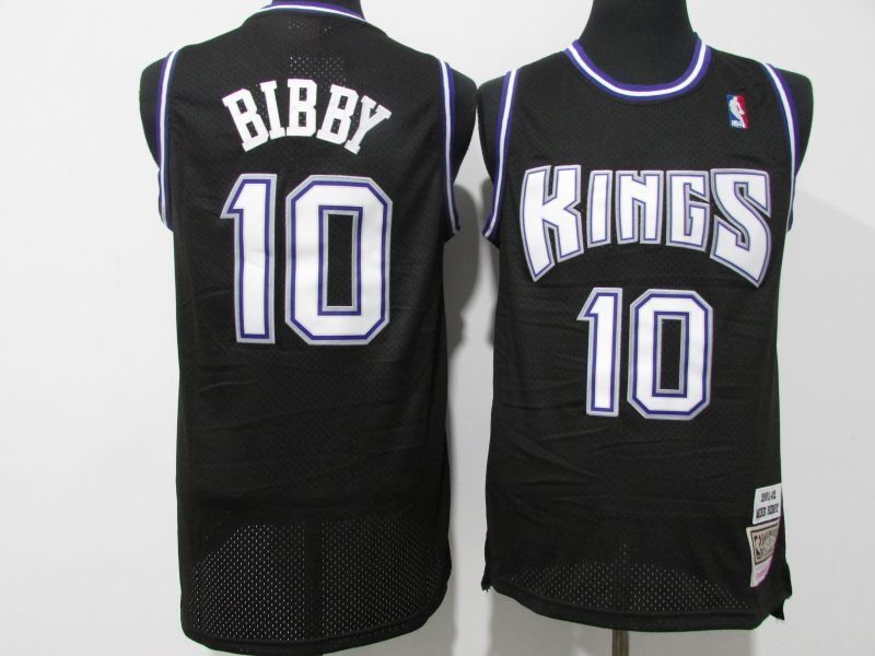 sacramento kings #10 mike bibby Kings 10 # Bibby Retro Logo Black Basketball Jersey basketball jersey product view 1