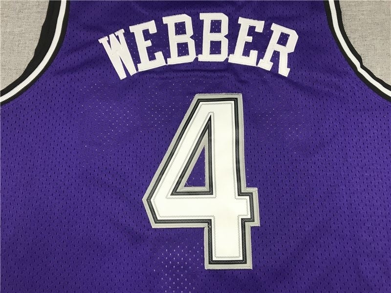 sacramento kings #4 chirs webber Kings 4 Purple Retro Logo Style 3 Basketball Jersey basketball jersey product view 1