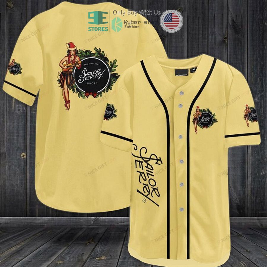 BEST Sailor Jerry logo light yellow Baseball Jersey baseball jersey product view 1