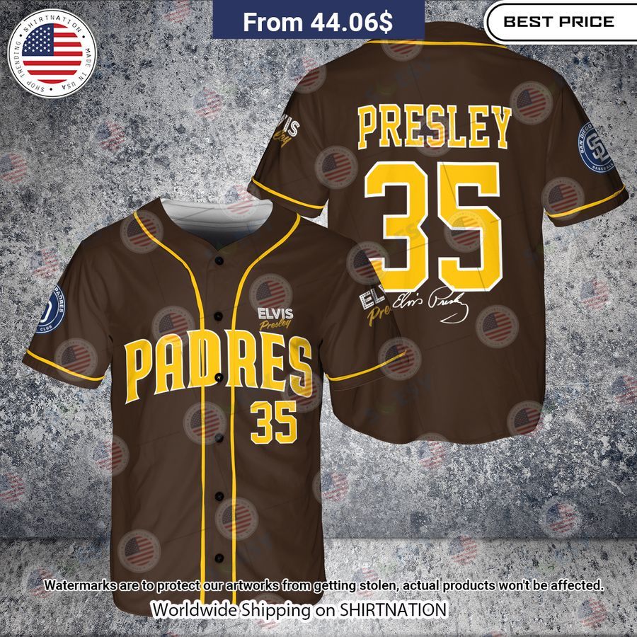 San Diego Padres 35 Elvis Presley Baseball Jersey baseball jersey product view 1