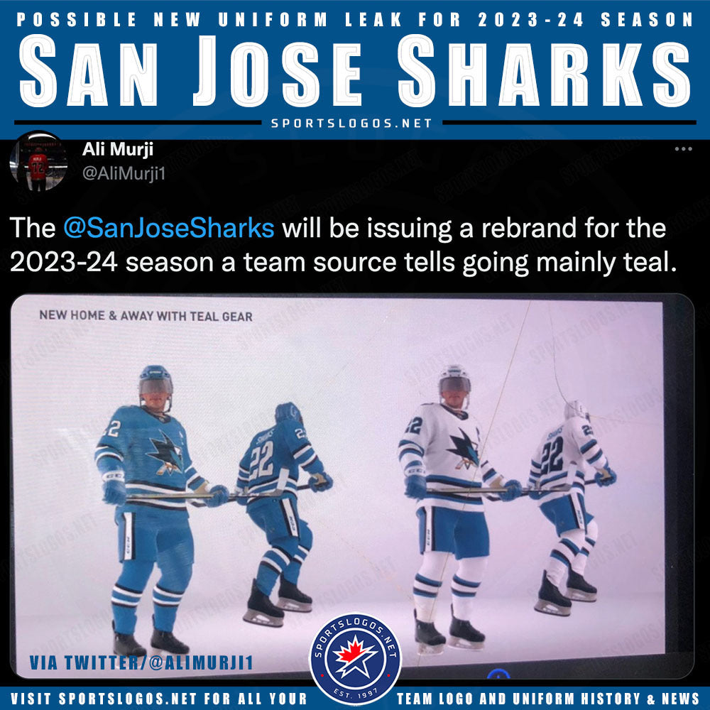 san-jose-sharks-new-uniform-leak-2023-2024-teal-sportslogosnet Hockey Jersey hockey jersey product view 1