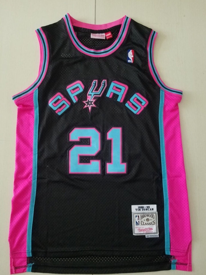san antonio spurs #21 tim duncan Spurs 21 Black Retro s-xxl Style 2 Basketball Jersey basketball jersey product view 1