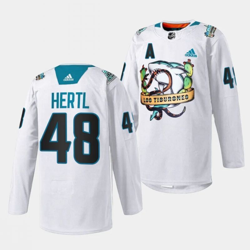 san jose sharks #48 tomas hertl 2023 los tiburones white special jersey Hockey Jersey hockey jersey product view 1