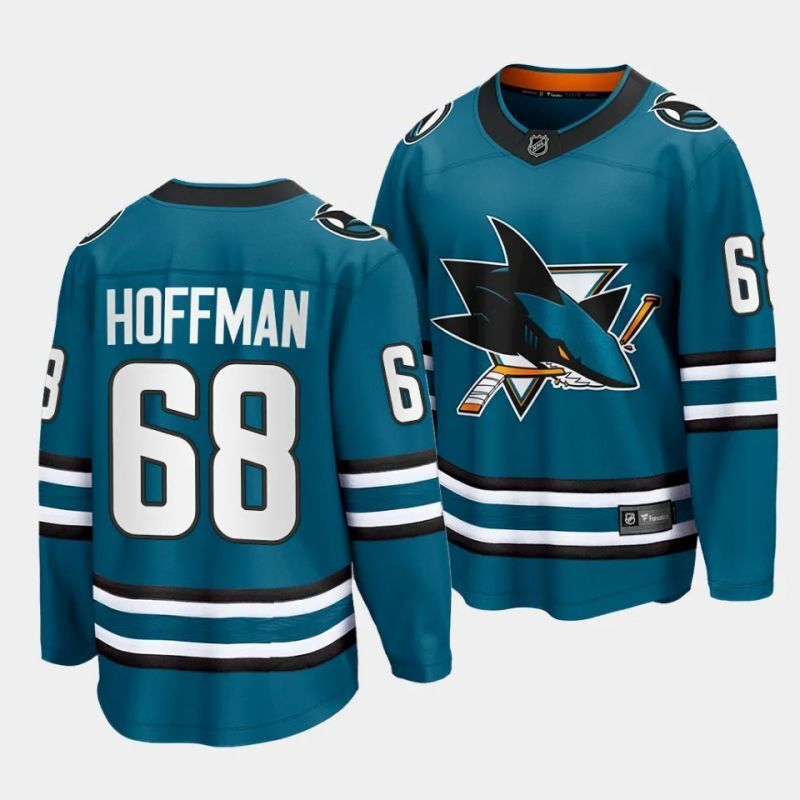 san jose sharks #68 mike hoffman home teal premier player jersey_[1] Hockey Jersey hockey jersey product view 1