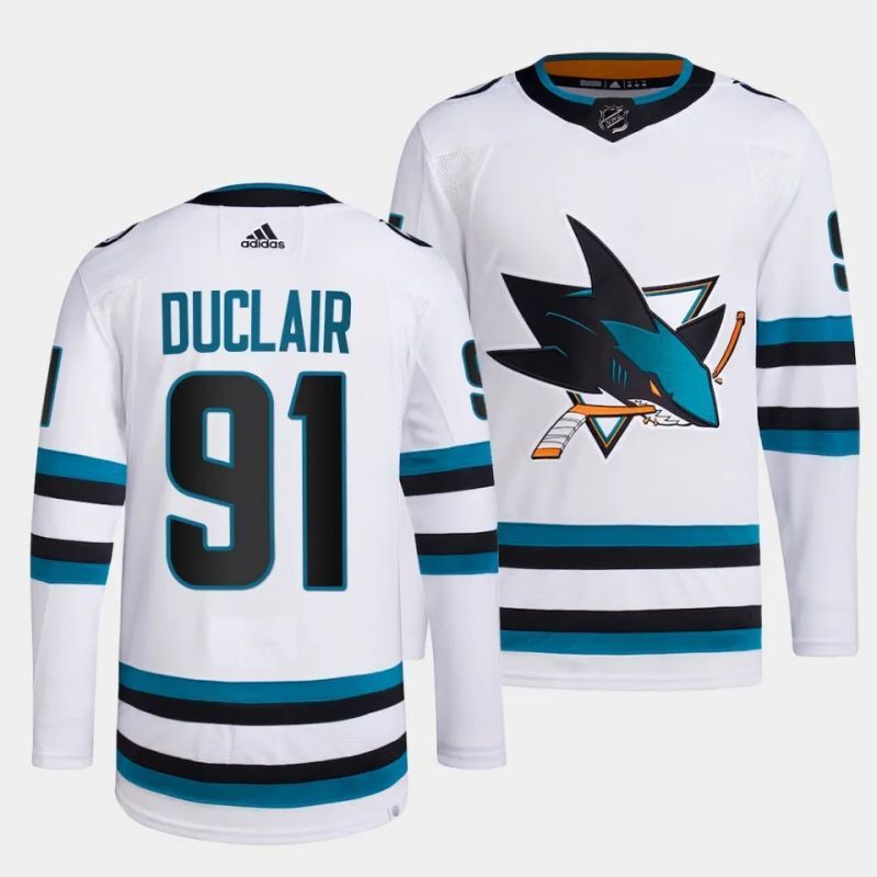 san jose sharks #91 anthony duclair away white authentic pro jersey Hockey Jersey hockey jersey product view 1