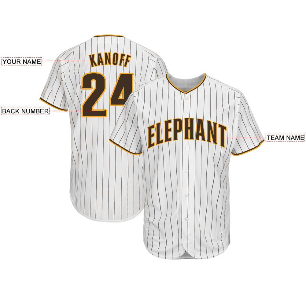 Custom White Brown Pinstripe Brown-Gold Baseball Jersey baseball jersey product view 3