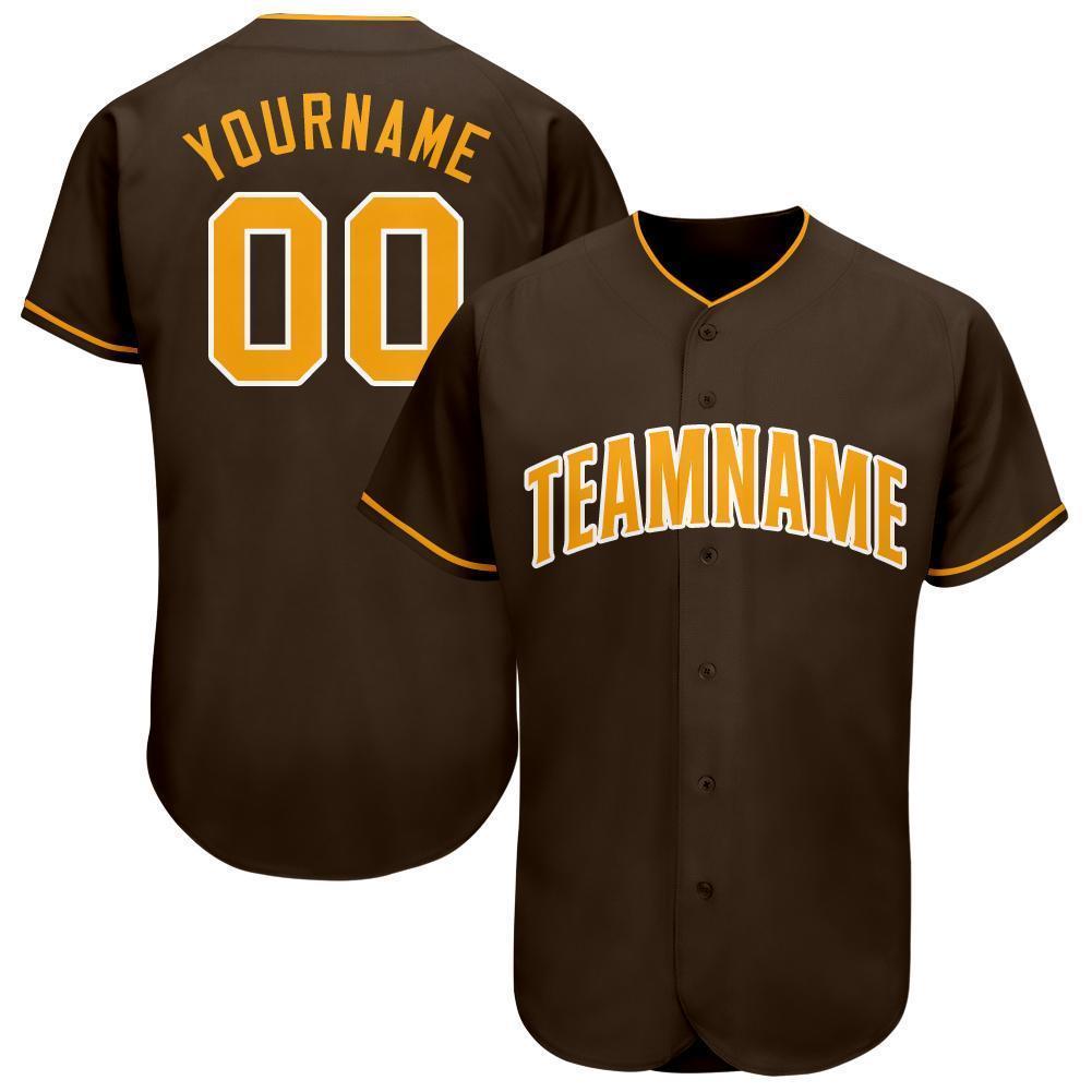 Custom Brown Gold-White Baseball Jersey baseball jersey product view 1