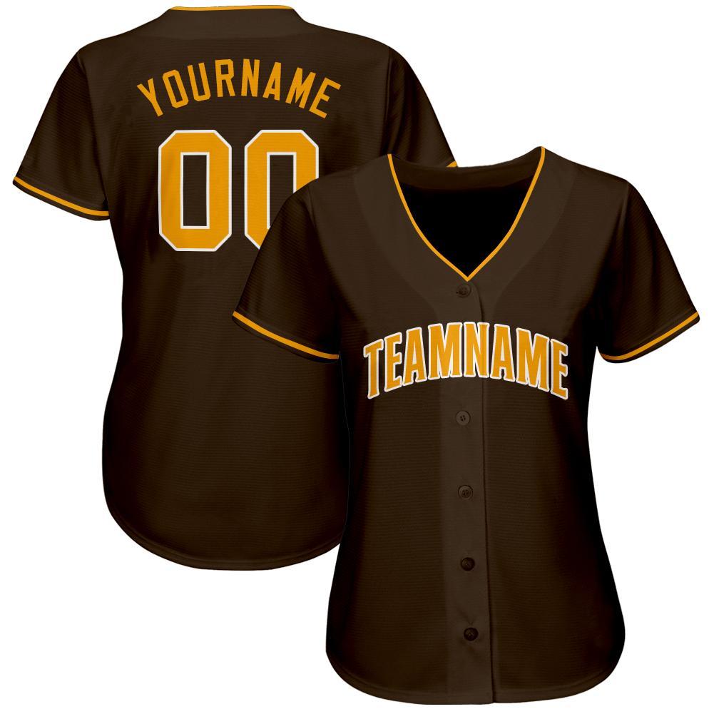 Custom Brown Gold-White Baseball Jersey baseball jersey product view 2