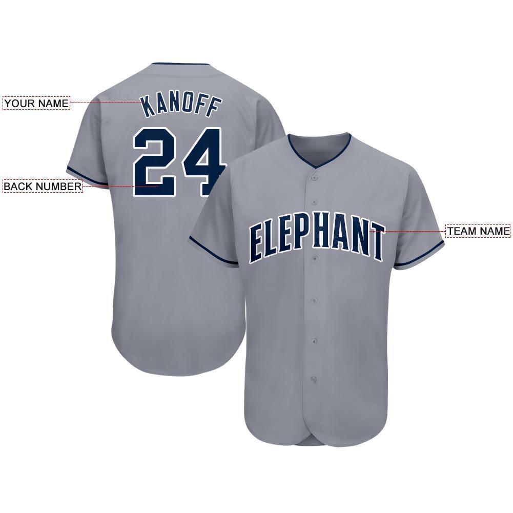 Custom Gray Navy-White Baseball Jersey baseball jersey product view 3