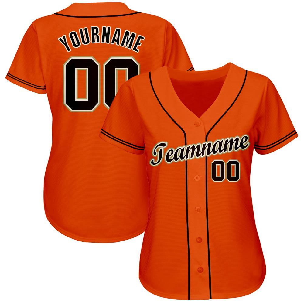 Custom Orange Black Cream-Old Gold Baseball Jersey baseball jersey product view 2