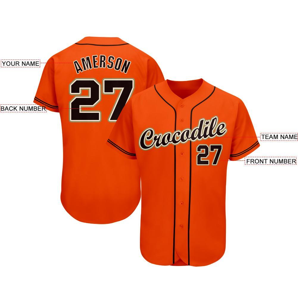 Custom Orange Black Cream-Old Gold Baseball Jersey baseball jersey product view 3