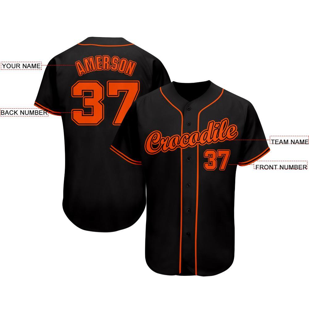 Custom Black Orange Baseball Jersey baseball jersey product view 3