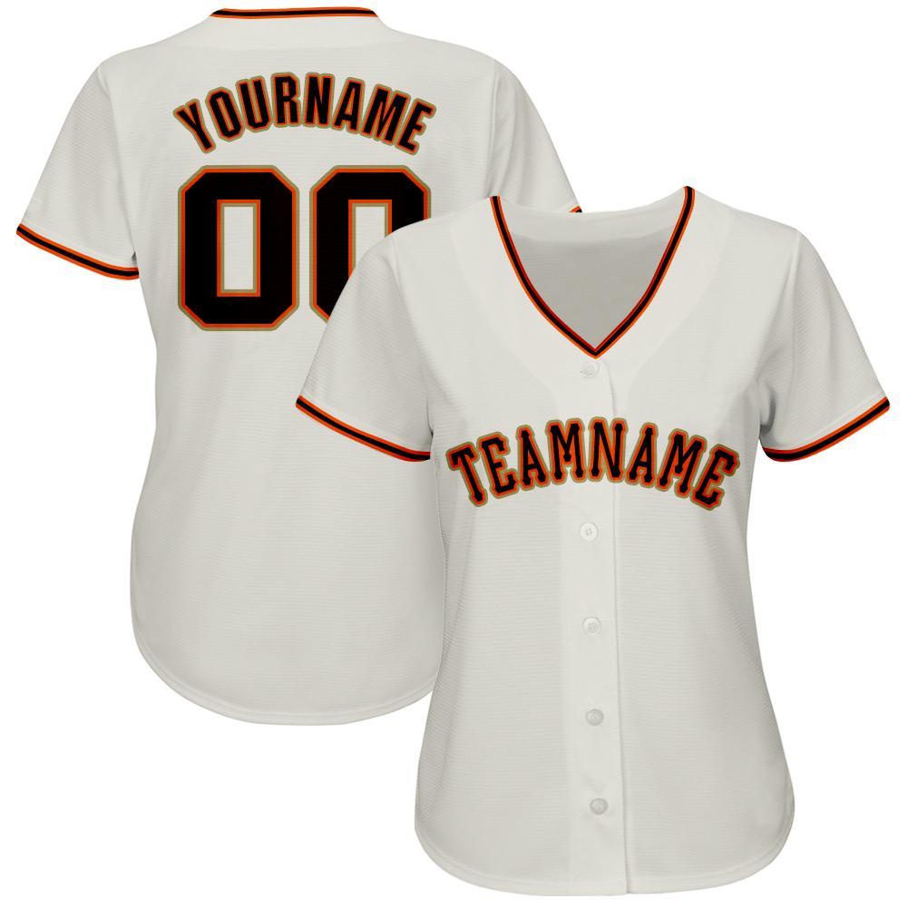 Custom Cream Black-Orange Baseball Jersey baseball jersey product view 2