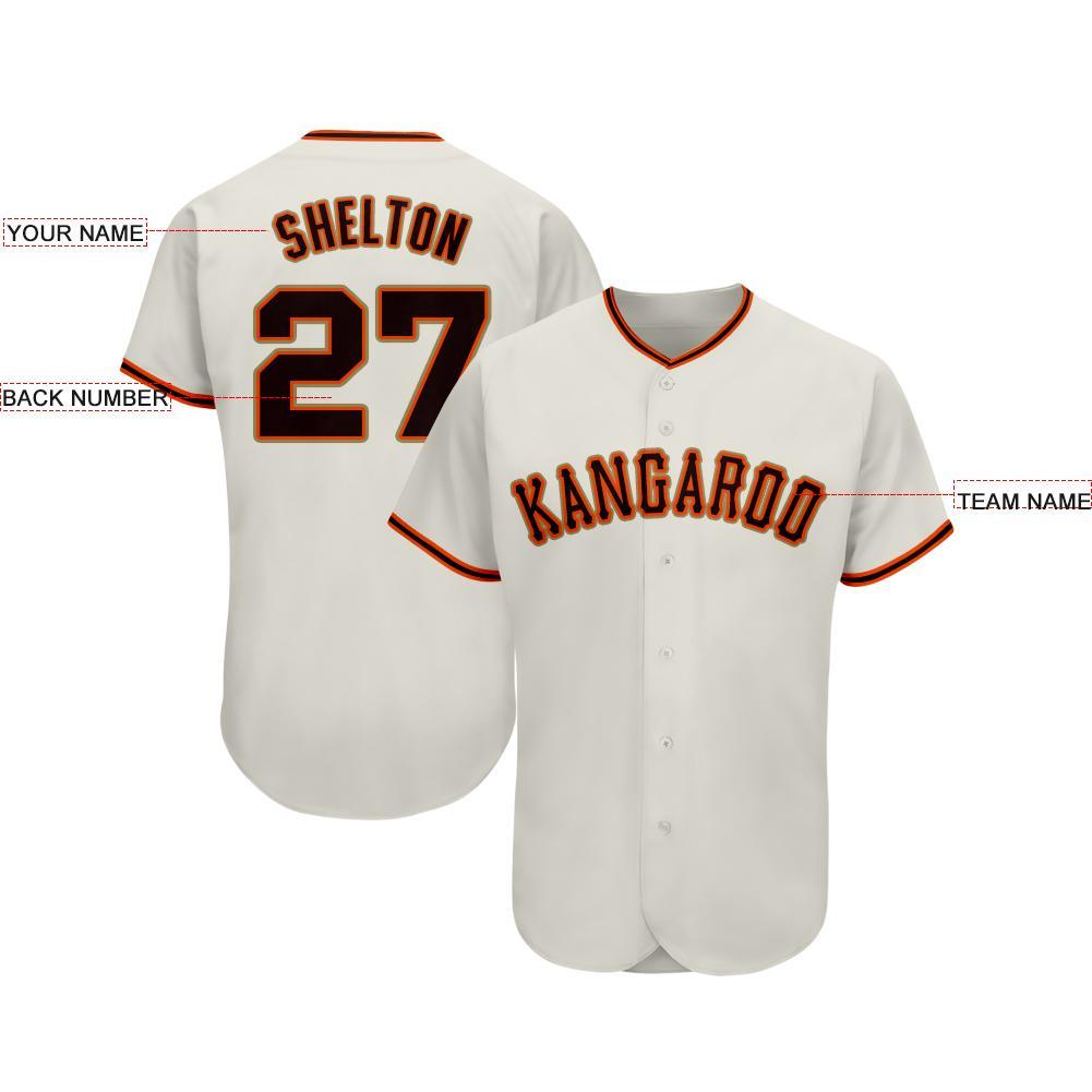 Custom Cream Black-Orange Baseball Jersey baseball jersey product view 3
