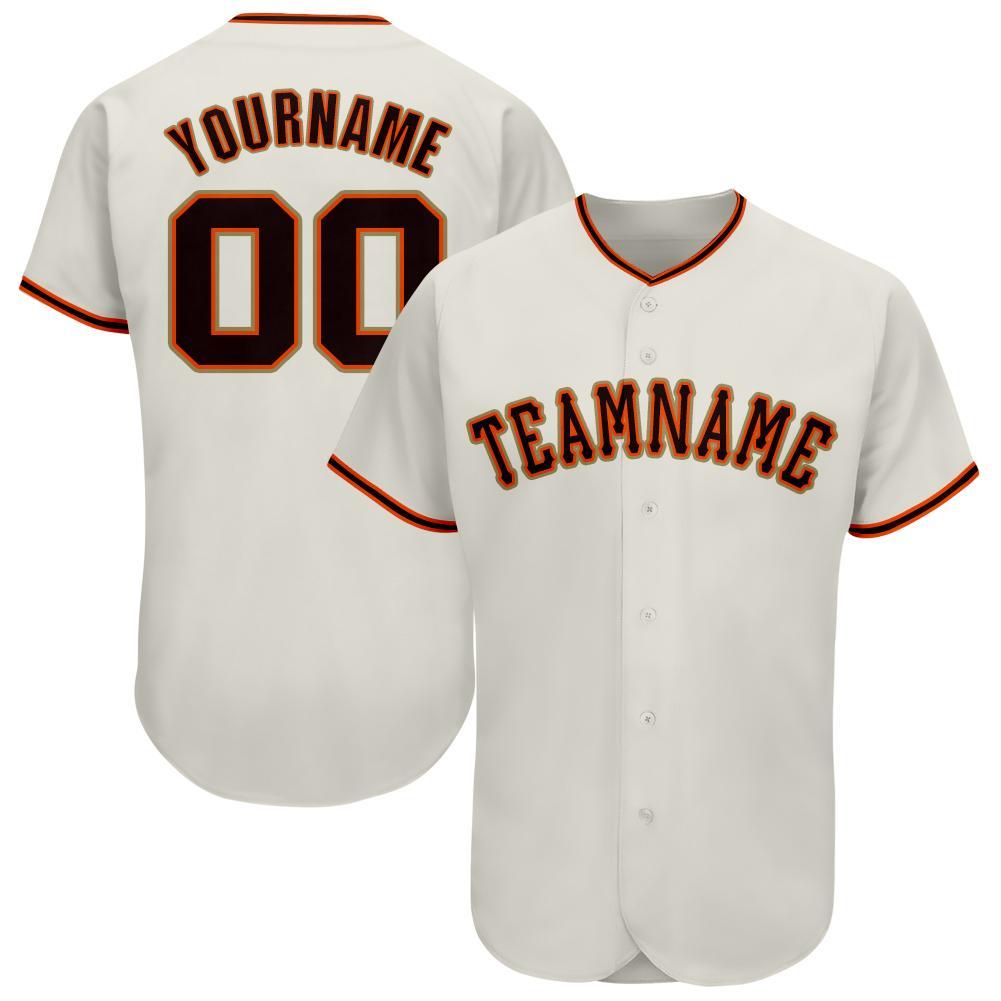 Custom Cream Black-Orange Baseball Jersey baseball jersey product view 1