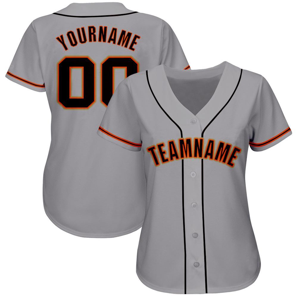 Custom Gray Black Orange-Old Gold Baseball Jersey baseball jersey product view 2