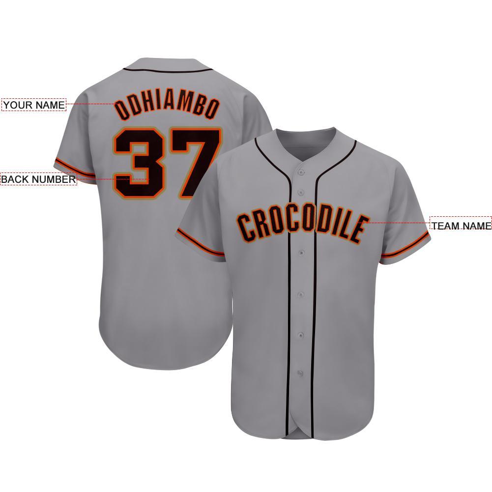 Custom Gray Black Orange-Old Gold Baseball Jersey baseball jersey product view 3