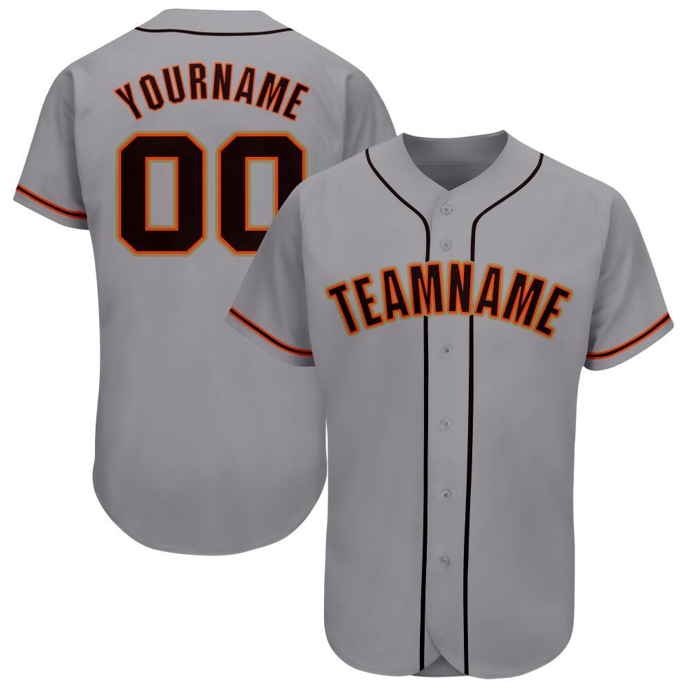 Custom Gray Black Orange-Old Gold Baseball Jersey baseball jersey product view 1