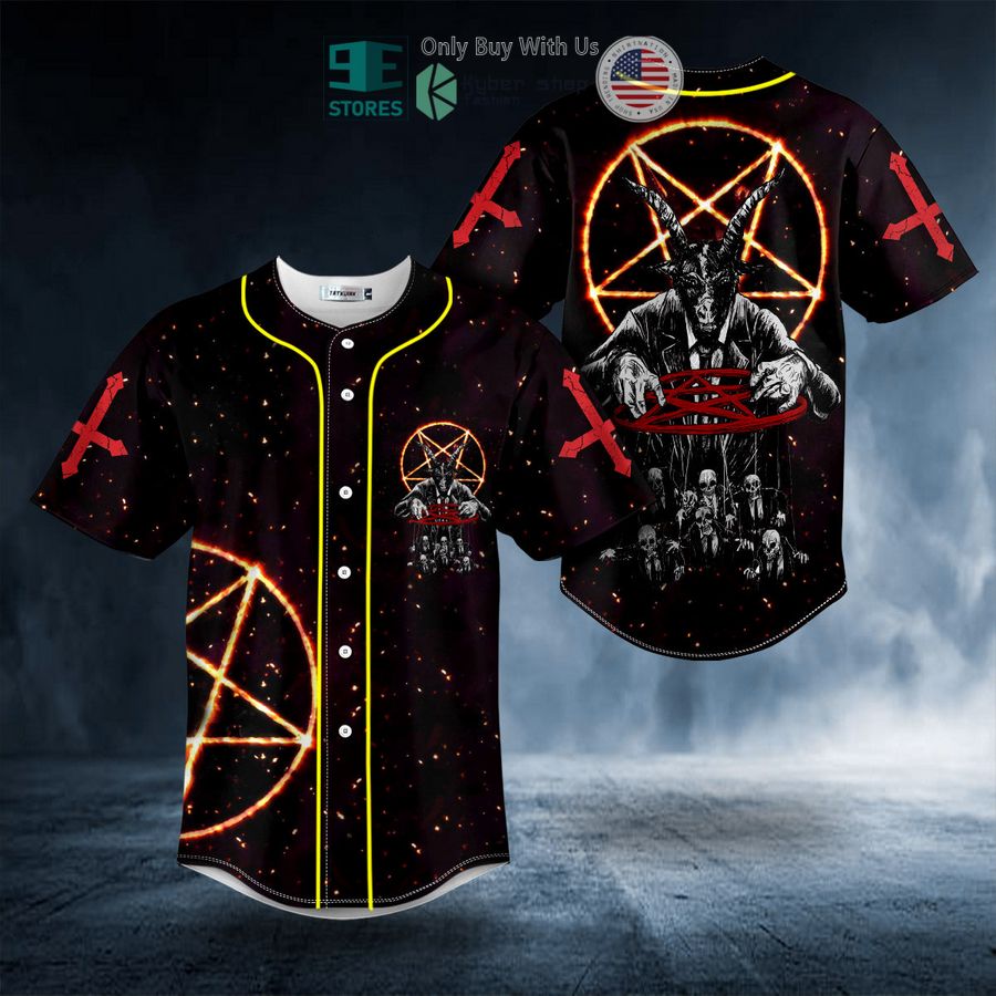 BEST Satanic Symbol Baphomet's Hunt Skull Baseball Shirt baseball jersey product view 1