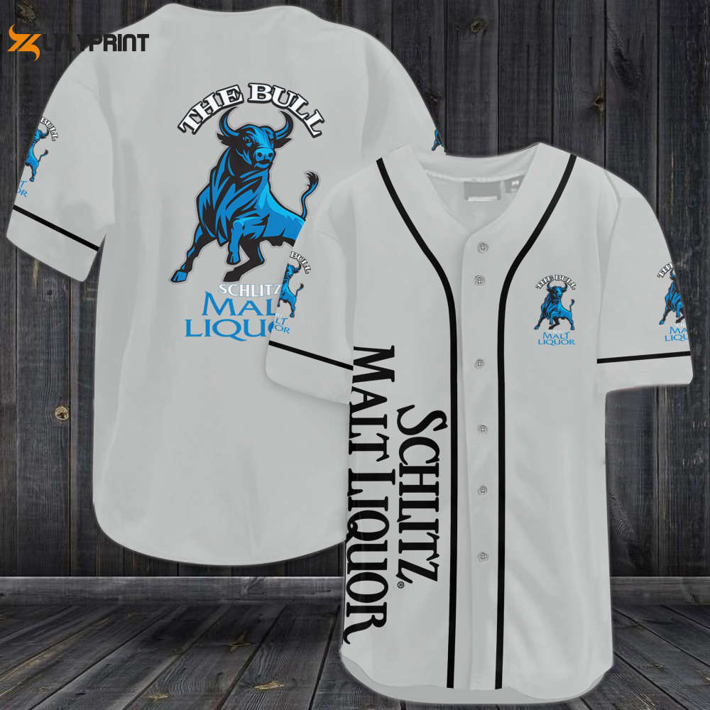 Schlitz Malt Liquor The Bull Baseball Jersey - lylyprint.com baseball jersey product view 1