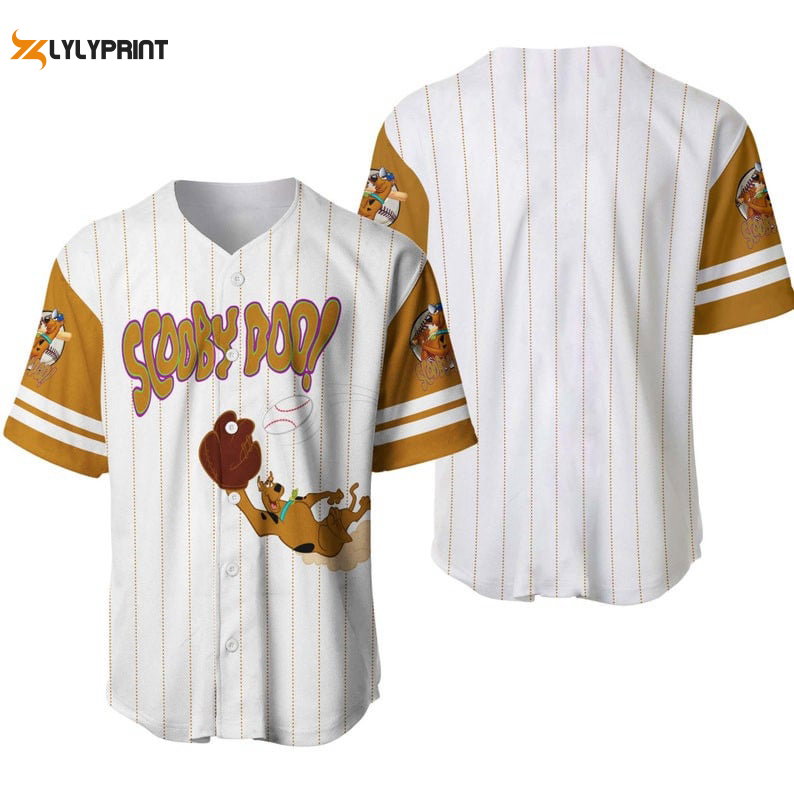 Scooby Doo Dog All Over Print Pinstripe Baseball Jersey - lylyprint.com baseball jersey product view 1