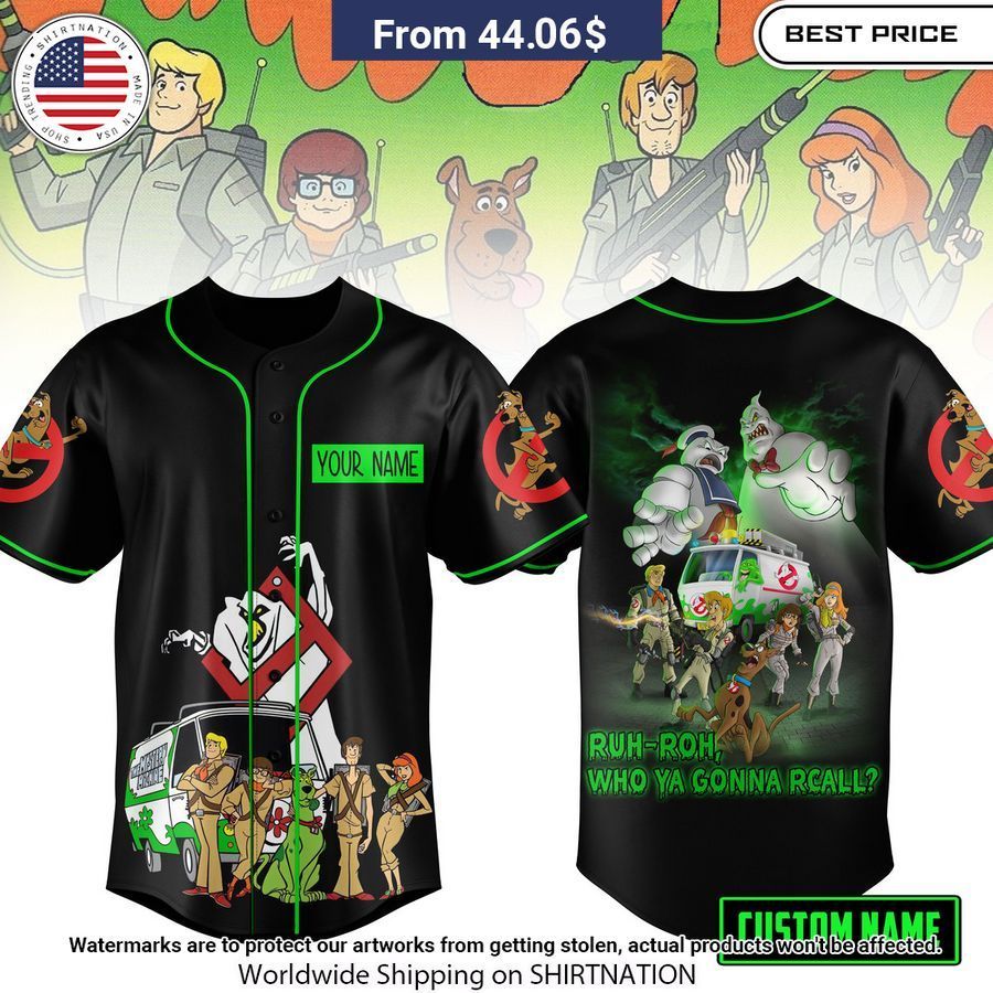 Scooby-Doo Ghostbusters Custom baseball Jersey baseball jersey product view 1