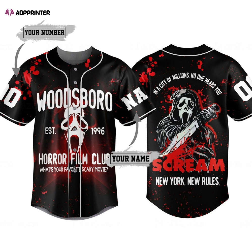 Scream Baseball Jersey: Personalized Ghostface Shirt for Men – Horror Movie Gifts baseball jersey product view 1