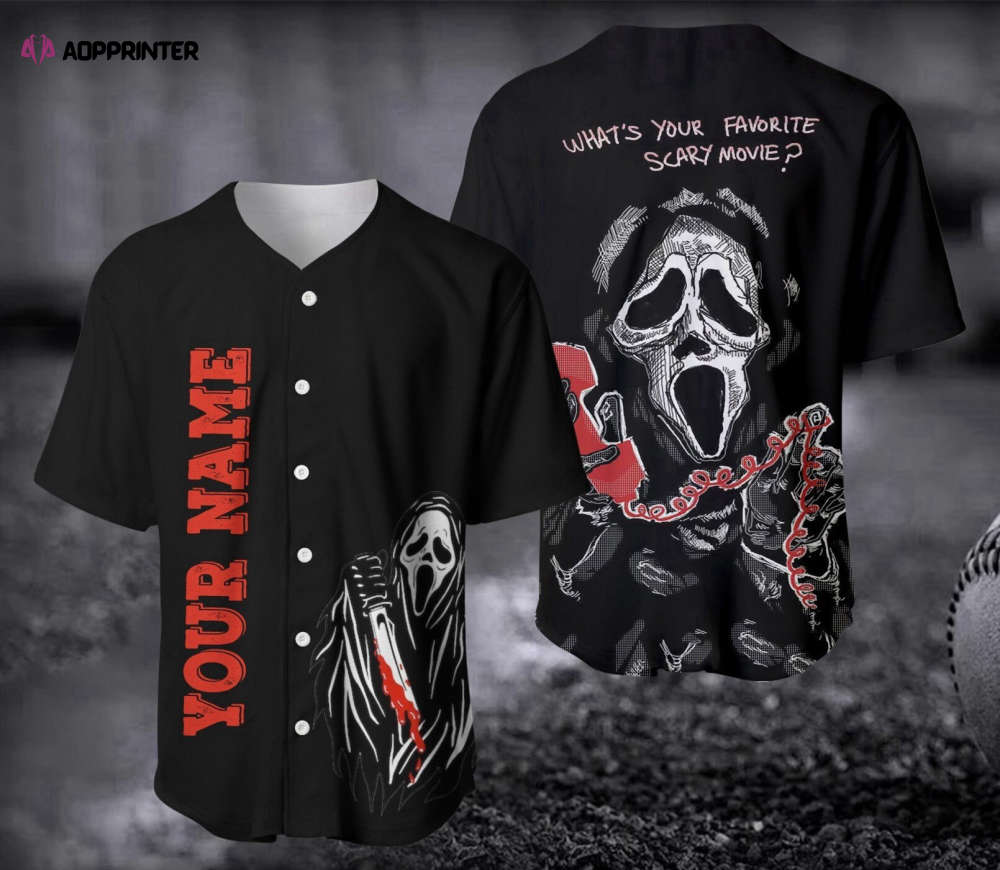 Scream Halloween Baseball Jersey: Spook up Your Game with this Stylish All Hallows Eve Apparel baseball jersey product view 1